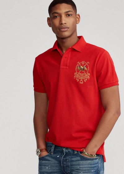 Men's Polo Ralph Lauren Custom Slim Triple-Pony Polos | 186203HKW